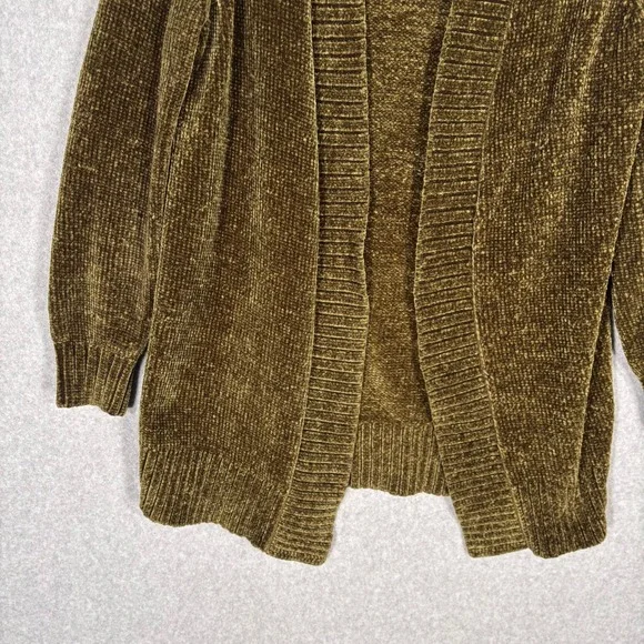 LOFT Cardigan Sweater Small Green Chenille Soft Comfy Cozy Artsy Retro Career - Picture 3 of 9